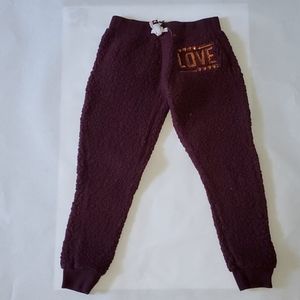 Maroon Fuzzy Sweatpants Set